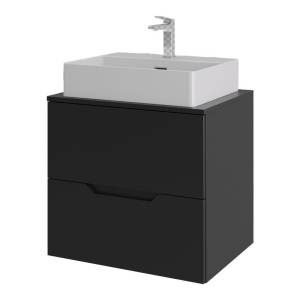 Тумба с раковиной Orange Line Li-60TubMDF+B04-500W черная матовая, 60 см