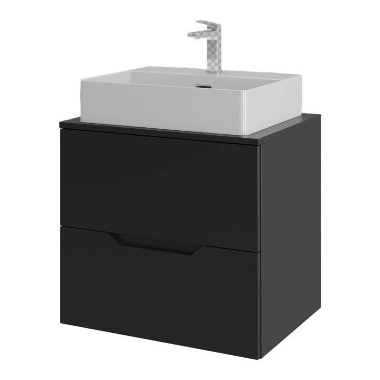 Тумба с раковиной Orange Line Li-60TubMDF+B04-500W черная матовая, 60 см