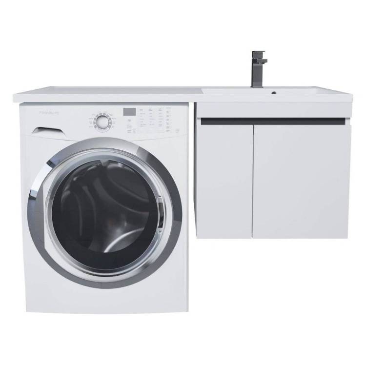 Тумба под раковину Uperwood Magenta 5930205151 под стиральную машину, подвесная, с дверцами, белая, графит, 60 см