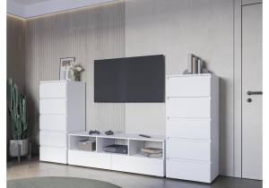 Стенка в гостиную Woodville Элла 605074 белый комплектация 5