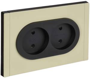 Розетка 2-местная с защитными шторками IEK Forte&Piano FP-R23-10-1-M-K41 серый сланец