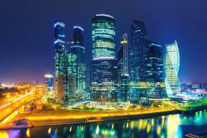 3D Фотообои Artegrafico «Ночная Москва» G-037 акварель