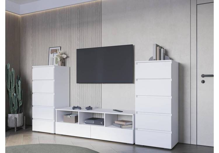 Стенка в гостиную Woodville Элла 605074 белый комплектация 5