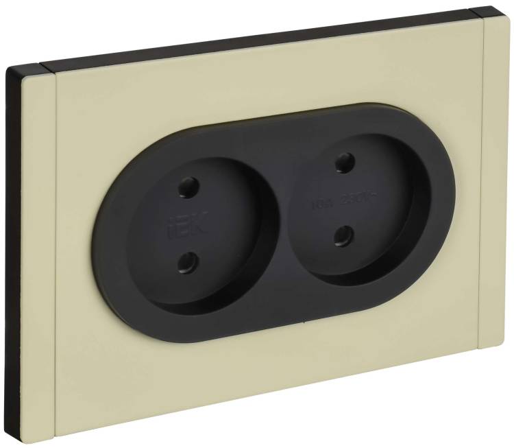 Розетка 2-местная с защитными шторками IEK Forte&Piano FP-R23-10-1-M-K41 серый сланец