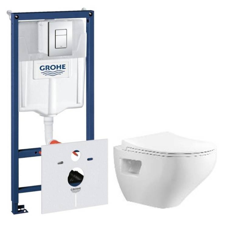 Комплект Grohe GRH775IONVP0 Инсталляция для унитаза Grohe Rapid SL + Унитаз подвесной beWash Ion безободковый, с сиденьем микролифт, белый глянец