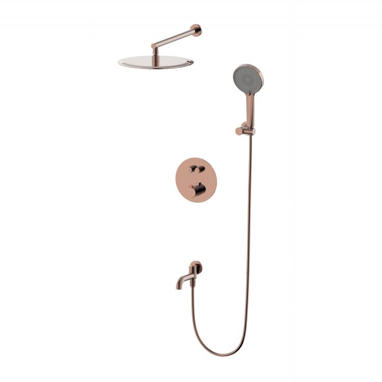 Душевой комплект Wonzon & Woghand Stick WW-88929010-RG с термостатом, розовое золото