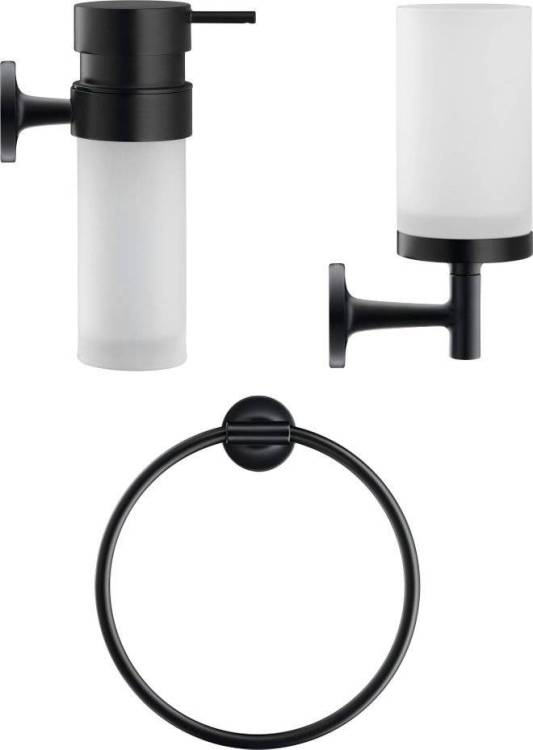 Набор Duravit Starck T Стакан 0099314600 черный + Дозатор 0099354600 черный + Полотенцедержатель 0099474600 черный