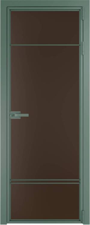 Межкомнатная дверь Profil Doors 4 AX цвет профиля Зеленый воск, стекло безопасное 6 мм монохром шоколад 700x2000