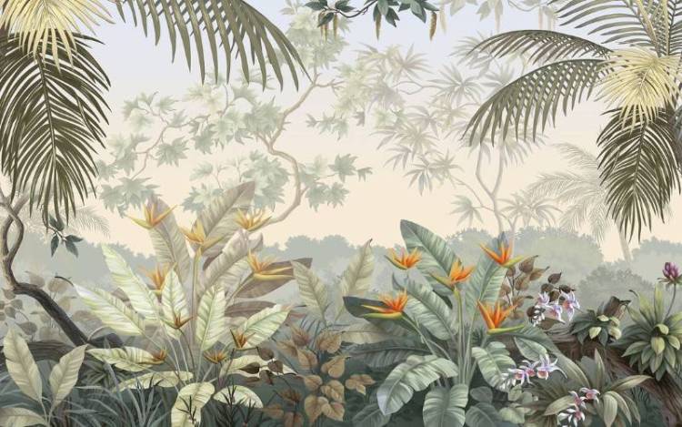 3D Фотообои Artegrafico «Тропический цветник» TP-021 акварель