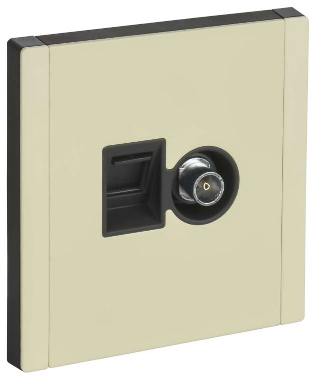 ТВ-розетка+Ethernet RJ45 IEK Forte&Piano FP-AK20-2-M-K41 серый сланец