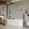 Шторка на ванну BelBagno LUCE-VF-11-90/145-C-NERO профиль черный, стекло прозрачное, 90x145