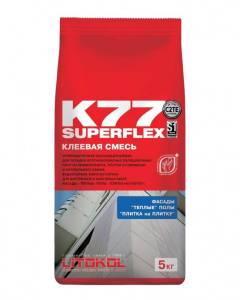 Клей Litokol Superflex K77 эластичный для керамической плитки, керамогранита и камня до 240х240 серый 5 кг