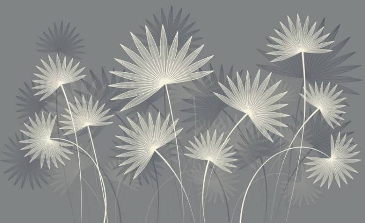 3D Фотообои Artegrafico «Пальмовые листья цвета шампань» PL-014 акварель