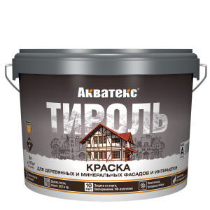 Краска для деревянных и минеральных фасадов и интерьеров Акватекс Тироль матовая база А 9 л