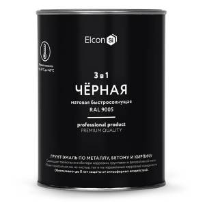 Грунт-эмаль по ржавчине 3 в 1 Elcon матовая черная 0.8 кг
