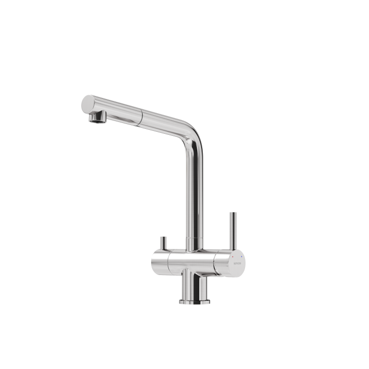 Смеситель для кухни Sancos Spin SC4015BN с вытяжным изливом и краном для фильтрованной воды, брашированный никель