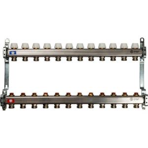 Коллектор Stout из нержавеющей стал с запорными клапанами 1/3/4x12, SMS 0922 000012