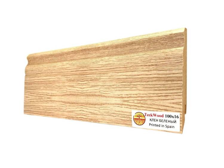 Плинтус МДФ TeckWood цветной Клен беленый (White Maple) 2150х100х16