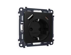 Комплект механизма электрической розетки 2USB A+C 20W (быстрая зарядка) с заземлением Ambrella Volt Alfa MA810010