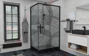 Душевой уголок AvaCan FB-140-SB90 профиль черный, стекло тонированное, 160x90x195
