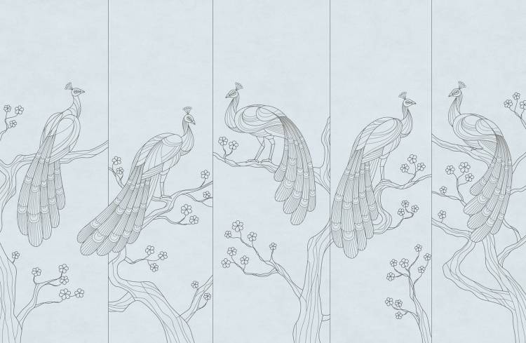 Бесшовные Eco обои Ortograf Artline 34582 Линейные птицы Шампань OE-G