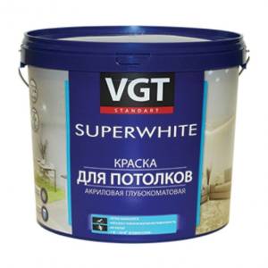 VGT SUPERWHITE ВД-АК-2180 КРАСКА ДЛЯ ПОТОЛКОВ акриловая, супербелая, глубокоматовая (3кг)