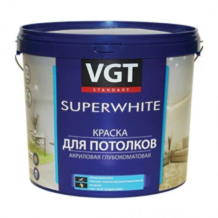 VGT SUPERWHITE ВД-АК-2180 КРАСКА ДЛЯ ПОТОЛКОВ акриловая, супербелая, глубокоматовая (3кг)