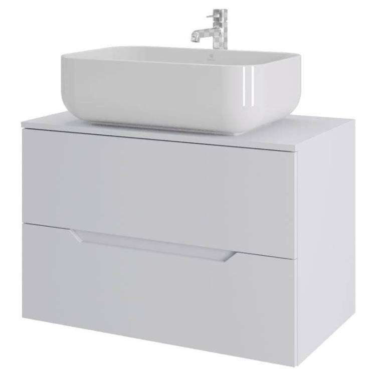 Тумба с раковиной Orange Line Li-80TuwMDF+B03-600W белая матовая, 80.5 см