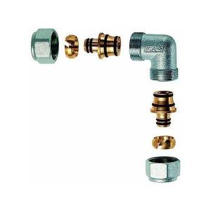 Угольник FAR 1/2 с двумя концовками для м/п труб 20х2