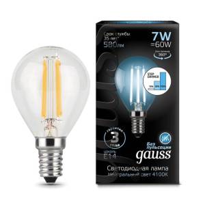 Лампа светодиодная филаментная диммируемая Gauss Filament 105801207-S