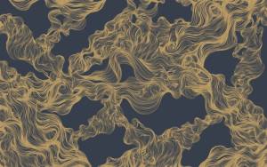 3D Фотообои Artegrafico «Переплет из золотых линий на синем» LST-007 песок