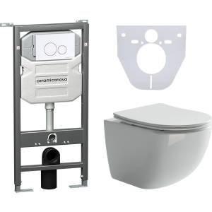 Комплект Унитаз подвесной Ceramica Nova Forma CN3009 + Инсталляция Envision CN1001W с кнопкой