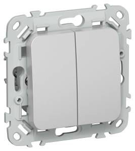 Выключатель 2-клавишный IEK Flite FI-V20-0-10-1-K47 алюминий