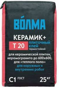 Клей ВОЛМА Керамик+ для керамической плитки и керамогранита влагостойкий 25 кг