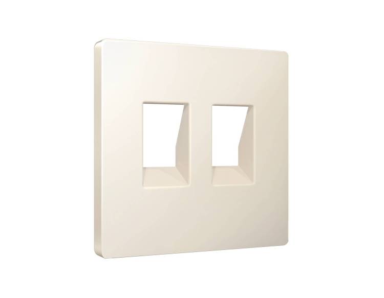 Лицевая панель для двойной компьютерной/телефонной розетки RJ-45/RJ-11 Ambrella Volt Alfa AP3321 бежевый матовый