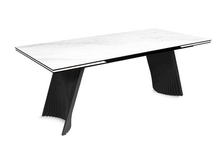 Стол Дик DikLine KD180 00-00075518 белый мрамор, опоры черные 180(260)x90x77
