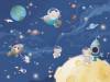Бесшовные Eco обои Ortograf Little friends 34415 Веселые космонавты Ворс+ ОЕ+