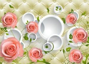 3D Фотообои Artegrafico «Лютиковые розы на салатовом фоне» GM-120 песок