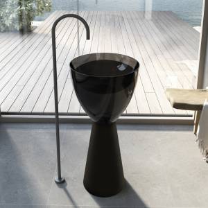 Раковина Abber Kristall AT2703Onyx-Black напольная, черная матовая, 45x45