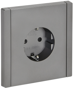 Розетка 1-местная с заземлением и шторками IEK Forte&Piano FP-R14-16-K46 сталь