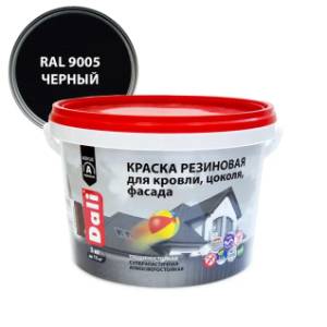 Краска резиновая трещиностойкая акриловая для кровли цоколя фасада Dali черный 3 кг