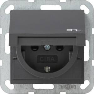 Розетка Gira System 55 Schuko с/з со шторками крышкой 16A 250V безвинтовой зажим антрацит 041428