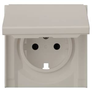 Лицевая панель для розетки 2к+з с крышкой Rikett 35634 LN лен