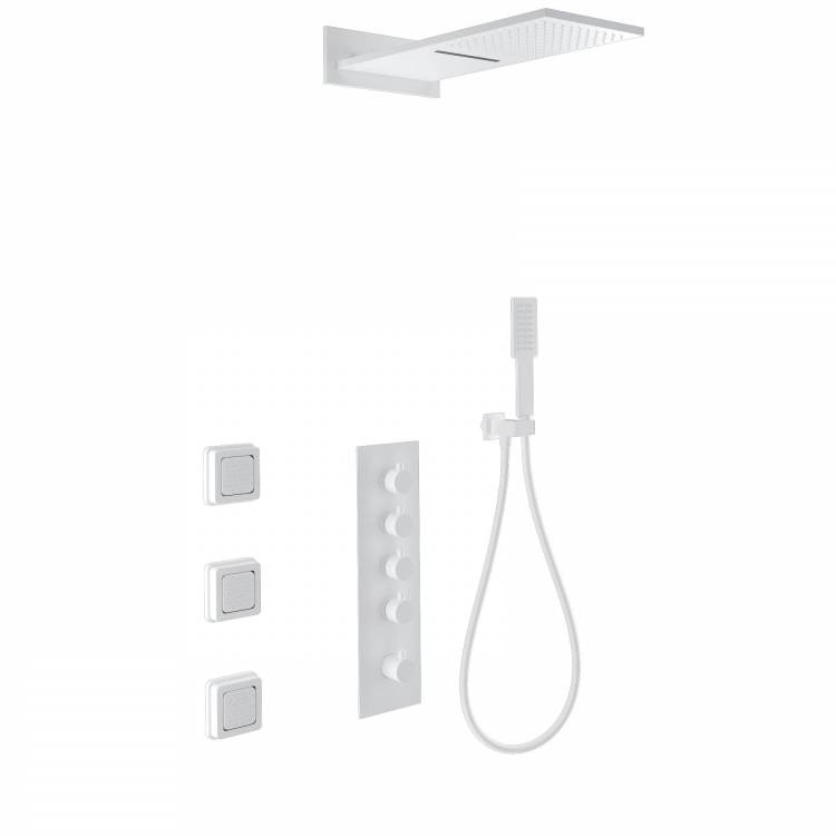 Душевой комплект Wonzon & Woghand WW-D4100-MW белый, с термостатом