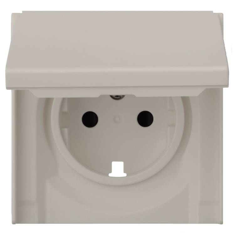 Лицевая панель для розетки 2к+з с крышкой Rikett 35634 LN лен