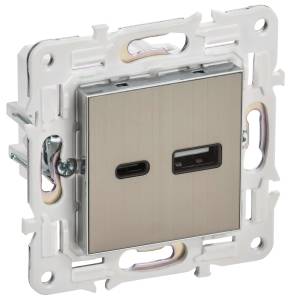 Розетка USB type A+C IEK Skandy SK-U22-018-K50 никель