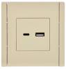 Розетка USB type A+C IEK Forte&Piano FP-U22-D31-K10 ваниль фото 2