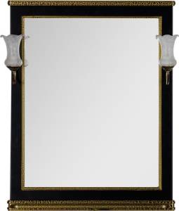 Зеркало Aquanet Валенса 80 черный краколет, золото, с полкой