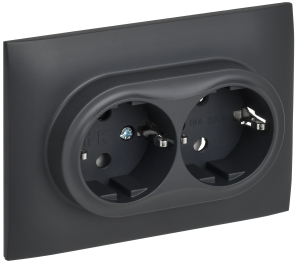 Розетка 2-местная с заземлением IEK Skandy SK-R21-16-K48-F титан