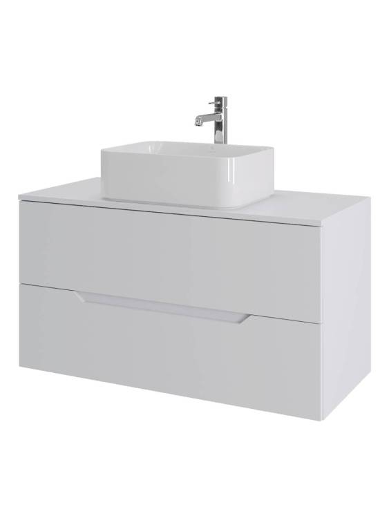 Тумба с раковиной Orange Line Li-100TuwMDF+B02-460W белая матовая, 100 см